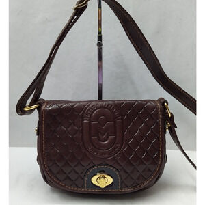 Marino Orlandi Brown Leather Turnlock Flap Closure Crossbody Bag